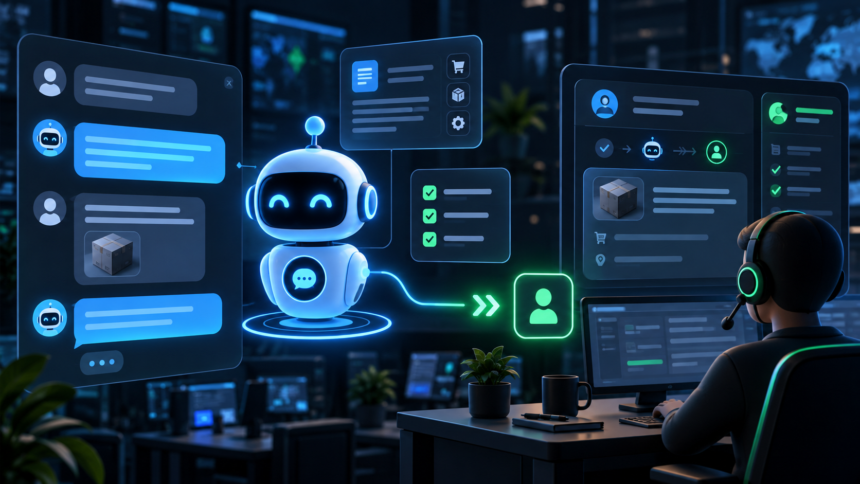 Ілюстрація: AI-чатбот обробляє діалог із клієнтом